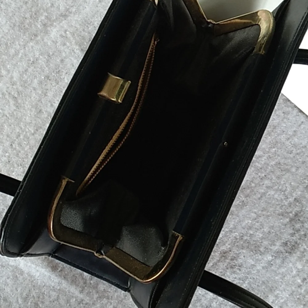 Vintage 1950s dark blue satchel purse pocketbook